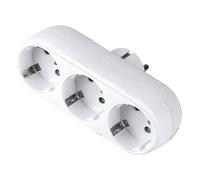 Adaptador multitoma para viajes por Europa con 3 tomas de corriente alterna.