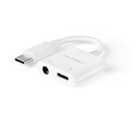 Nanocable Cable adaptador audio USB-C macho a jack 3,5 mm + USB-C hembra PD 60W 11,5 cm Negro