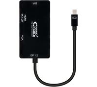 Adaptador NanoCable Mini DisplayPort M para HDMI F / VGA F / DVI F 4K 15 CM Negro