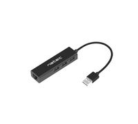 Hub NATEC 3 puertos USB 2.0 + 1 puerto RJ-45 Ethernet modelo Dragonfly compacto negro