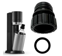 Adaptador negro para botellas de cristal Sodastream Terra, botellas de vidrio y terra - Compatible con Sodastream Crystal 0,7 l, fácil instalación, portátil (botella y máquina no incluidas)