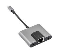 Adaptador NK-1056 3 en 1: conector macho de 8 pines a conector de carga de 8 pines + Ethernet RJ45 + conector hembra para aur