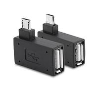 Adaptador OTG Micro USB 2.0 ángulo Izquierdo Derecho 90 Grados, Macho USB a Hembra Micro, Carga simultánea, Paquete de 2
