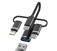 Adaptador OTG USB C Lightning Micro USB Macho a USB-A Hembra Adapter para Apple iPhone 16 15 14 para iPad Compatible con Samsung MacBook Cámara Fotos Datos Android Conector Teclado Ratón Conexión