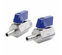 Adaptador Pagoda de válvula de bola Mini de acero inoxidable, válvula SS304 macho hembra de 2 vías for agua, aceite, gases, DN6 DN8 DN 1 Uds.(0.25 in MALE10MM BARB)