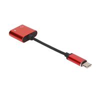 Adaptador para Auriculares, Multifuncional Adaptador para Auriculares Sonido Mano de Obra Fina Durable Práctico Calor bajo para Teléfonos Móviles Tipo C(Rojo)