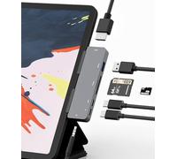 Adaptador para iPad Pro USB C Hub M2 M1 12.9 11 2022-2018/iPad Air 4/5/iPad Mini 6, Adaptador USB C 7 en 1 con HDMI 4K, Conector de 3.5 mm, USB 3.0, PD 60W, SD/TF, Datos USB-C 3.0, Accesorios para