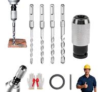 Adaptador Para Martillo Rotativo Con Juego De Brocas De Impacto, Convertidor Multifuncional De Martillo Eléctrico a Taladro Con Adaptador Y 4 Brocas, Kit De Herramientas Eléctricas De Extensión