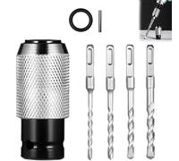 Adaptador para martillo rotativo con juego de brocas de impacto, martillo eléctrico de 5 piezas con adaptador y 4 brocas, convertidor de liberación rápida para llaves de taladro