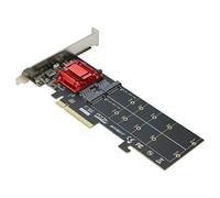 Adaptador PCIE doble NVMe, RIITOP M.2 NVMe SSD a PCI-e 3.1 x8, compatible con tarjeta M.2 (llave M) NVMe SSD 22110/2280/2260/2242/2230