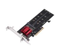 Adaptador PCIe NVMe dual, compatible con SSD M.2 a tarjeta PCI-E 3.1 X8/X16, M.2 (clave M) 22110/2280/2260/2242