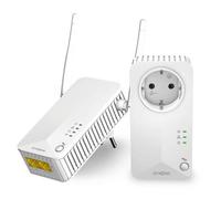 STRONG - Kit Powerline - Doble Toma PLC - PLC 600 Mbps + PLC WiFi 300 Mbps - Compatible Box/Router - 1 Puerto Ethernet + Enchufe Filtrado - Instalación Plug & Play - Alta Velocidad - Blanco