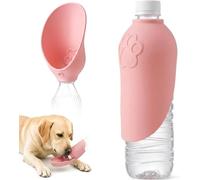 Adaptador portátil para Botellas de Agua para Perros, Boquilla a Prueba de Fugas, Universal para Botellas de Agua con Bebedero, diseño Plegable en Forma de Hoja, para Viajes y excursiones (Rosa)