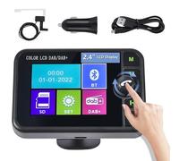 Adaptador Radio Portátil DAB/DAB+ con 2.4" Color Grande LCD Pantalla | Adaptador Radio para Android Auto Radio con Manos Libres Bluetooth AUX-IN Transmisor FM Receptor Adaptador Portátil