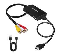 Adaptador RCA a HDMI, adaptador RCA a HDMI, adaptador AV a HDMI, convertidor RCA a HDMI, adaptador de audio de vídeo AV a HDMI, compatible con PAL/NTSC, compatible con PS2, Xbox, SNES, N64, VHS, VCR,
