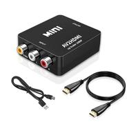 Adaptador RCA a HDMI, convertidor AV a HDMI, 1080P a HDMI CVBS AV adaptador compuesto para PS2 Wii Xbox SNES N64/TV/PC/PS3/STB/Xbox VHS/VCR/Blue-Ray reproductores de DVD (RCA convertidor con cable