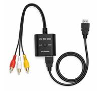 Adaptador RCA a HDMI Convertidor RCA a HDMI 1080P con Cambio 4:3/16:9 Adaptador AV a HDMI con Cable RCA 44 cm y Cable de Salida 93 cm para TV DVD VHS VCR