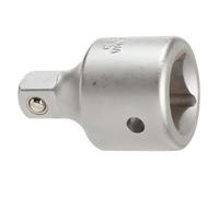 Adaptador - reductor 3/4" hembra a 1/2" macho, fabricado en metal resistente, ideal para conexiones en fontanería y sistemas hidráulicos.