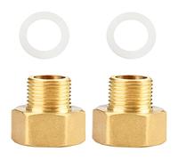 Adaptador reductor Noosverl 2-Pack Brass AG/IG 3/8" macho a 1/2" hembra | Convertidor de conexión de tubería duradero con sello de goma para sistemas de agua/gas/líquidos
