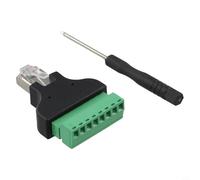 Adaptador RJ45 8P8C, bloque de terminales de tornillo macho a 8 pines para Cat5 para conector de red CAT6, blindaje de metal, verde
