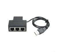Adaptador RJ45 divisor Ethernet 1 a 3 para oficina en casa | Divide 1 señal a 3, transferencia de datos estable, sin pérdida, cuerpo de plástico negro, uso de oficina en casa