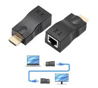 Adaptador RJ45 HDMI, 2 piezas Convertidor HDMI Red, Convertidor HD MI Ethernet, Distancia de aplicación Hasta 30 m, No admite el protocolo HDCP, para Hotel, Conferencia.