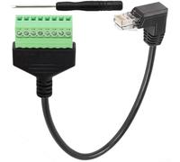 Adaptador RJ45 macho a bloque de terminales de tornillo de 8 pines, cable de red de cobre verde de 30 cm para Cat5/Cat5e/Cat6/Cat7, soldadura, flexible (arriba/abajo/izquierda/derecha), para CCTV y