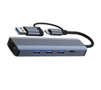 Adaptador RJ45 portátil a tipo C + USB Ethernet 100 mbps/1000 mbps, extensor USB, estación de acoplamiento para PC, portátil, accesorios de red doméstica