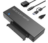 Adaptador SATA a USB 2 en 1, Convertidor para Disco Duro HDD/SSD de 2.5"/3.5", USB C/USB 3.0 a SATA I/II/III, Compatible con Unidades de hasta 18 TB, Incluye Fuente de Alimentación de 12V 2A