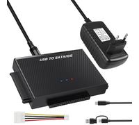 Adaptador SATA USB 3,0 e IDE, fuente de alimentación de 12 V 2 A, adaptador de disco duro SATA USB para discos duros SATA de 2,5 y 3,5 pulgadas SATA e IDE HDD/SSD, convertidor con