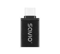 Adaptador Savio AK-80 USB-A 3.1 a USB-C 3.1 Negro