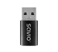 Adaptador Savio AK-81 USB-C 3.1 (hembra) a USB-A 3.1 (macho), negro
