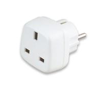 Adaptador Schuko a 13A, Convierte enchufes Europeos a ingleses, Ideal para Viajes y Uso doméstico.