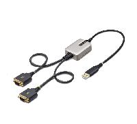 StarTech Cable adaptador – Conversor USB a DB9 RS232, 2 puertos, 60 cm, FTDI, retención COM