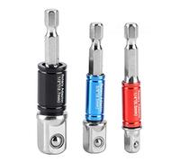 Adaptador Socket Hexagonal 3 Piezas, Accesorios para Taladro 1 / 4in, 3 / 8in, 1 / 2in Tipo A - Alta Durabilidad, Acero Cromo Vanadio, Compatible con Atornilladores y Taladros (Estilo C)
