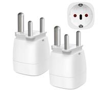 Adaptador Sudáfrica 2 Piezas, Adaptador de Viaje Tipo M para Mozambique, Bután, Namibia, Botsuana, Blanco