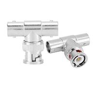 Adaptador T de Conector BNC, Divisor Duradero de 3 Vías Macho a Hembra para Distribución de Señal de Vídeo, Paquete de 2, Carcasa de Aleación y Núcleo de Cobre