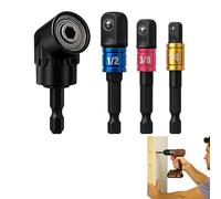 Adaptador Taladro Angular 105 Grados Y Juego De 3 Piezas Extensiones Vástago Hexagonal 1/4 3/8 1/2 Pulgada, Adaptador Puntas Destornillador Impacto Para Taladro Eléctrico Destornillador Manual DIY