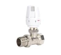 Adaptador termostático de control de radiador de cobre con regulación de 5 pasos, ajuste de sistemas de calefacción central, radiadores con protección anticongelante, control de temperatura ajustable