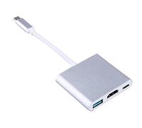 Adaptador Tipo C a HDMI, procesamiento de Chip Digital de Alto Rendimiento, 3 en 1 USB 3.1 Adaptador multipuerto Digital Tipo C a HDMI USB 3.0 con Puerto de Carga del Cargador