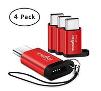 Adaptador Tipo C [Pack de 4] Adaptadores Micro USB a USB C, Sincronización y Carga, para New iPad, Samsung Galaxy S9/S8/Note 9/8, Huawei P40/Mate 20/10, Xiaomi, Pixel 3/2, Sony Xperia, LG etc. - Rojo