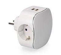 ADAPTADOR TRIPLE SCHUKO CON 2 TOMAS USB 2100MaH PERFIL ILUMINADO RETRACTILADO EDM