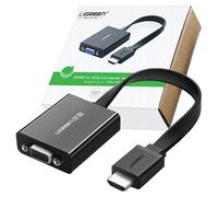 Adaptador Ugreen MM103 de HDMI a VGA, 16 cm, Negro, Convertidor de HDMI a VGA, Compacto, Fácil de Usar, Compatible con Portátiles, Computadoras y Proyectores