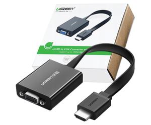 Adaptador Ugreen MM103 de HDMI a VGA, 16 cm, Negro, Convertidor de HDMI a VGA, Compacto, Fácil de Usar, Compatible con Portátiles, Computadoras y Proyectores