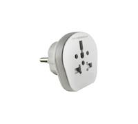 Adaptador Universal de Viaje Blanco con múltiples entradas y compatibilidad Global; Ideal para Cargar Dispositivos en Cualquier Lugar.