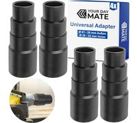Adaptador universal para aspiradora, 4 piezas, negro, compatible con Bosch, Makita, Kärcher, etc., 4 etapas con Ø 41-26 mm exterior, Ø 35-22 mm interior, adaptador para manguera reductora