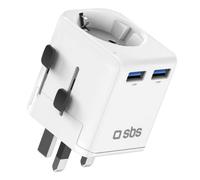 Adaptador de corriente USB-A de viaje para Reino Unido, EE. UU., Australia, Asia y la UE - Blanco