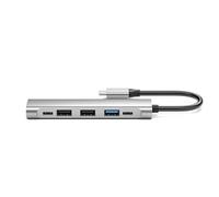 Adaptador universal USB C a 6 puertos, salida 4K UHD, PD60W, carga rápida, USB 3.0, transferencia de datos, carcasa de metal, puerto tipo C