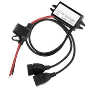 Adaptador USB 12V a USB, 12V a 5V, Módulo Convertidor DC Buck, 3A, 15W, DC a CC, Adaptador de Coche con Fusible (Dual USB)