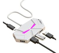 Adaptador USB 2.0 con 7 puertos multifunción con cable reforzado, decoración LED para PC, teclados, cable de acero, divisor USB